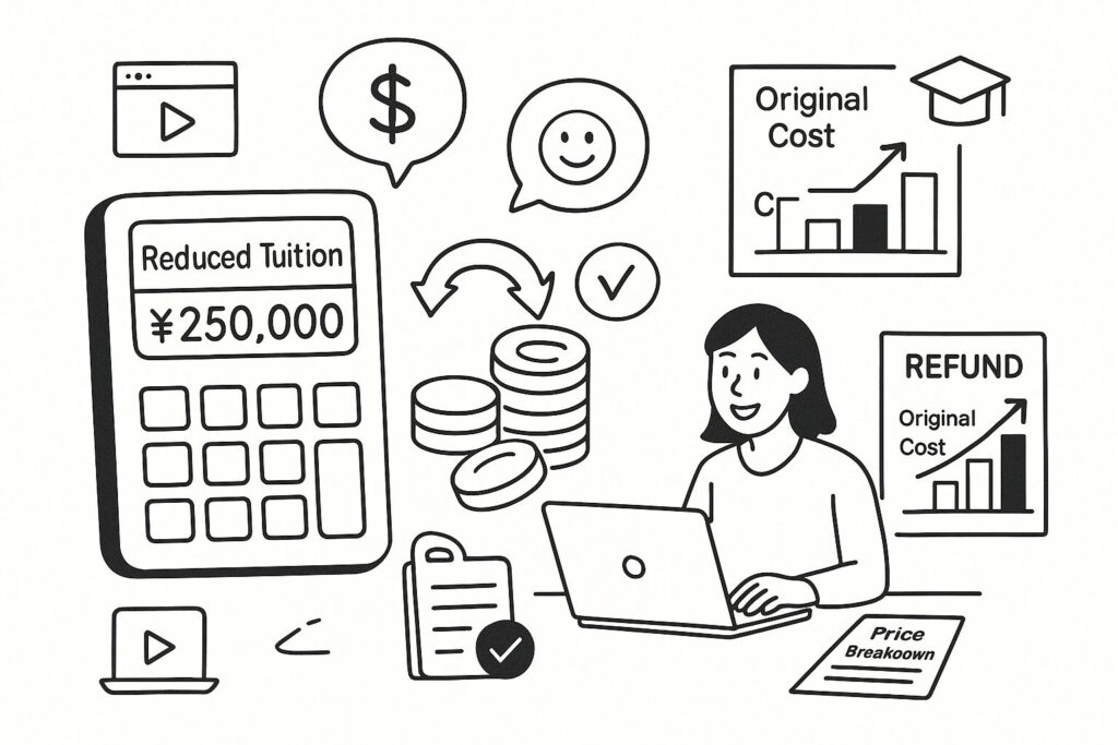教育訓練給付金の返金額シミュレーション（最大70％）