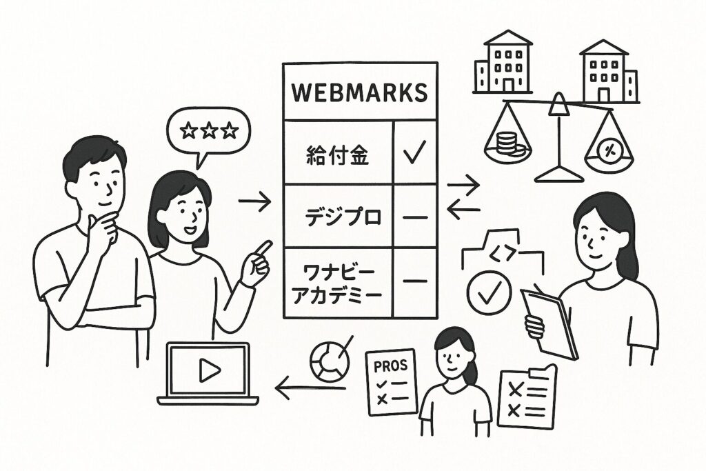 給付金対応スクール比較（WEBMARKS・デジプロ・ワナビー等）