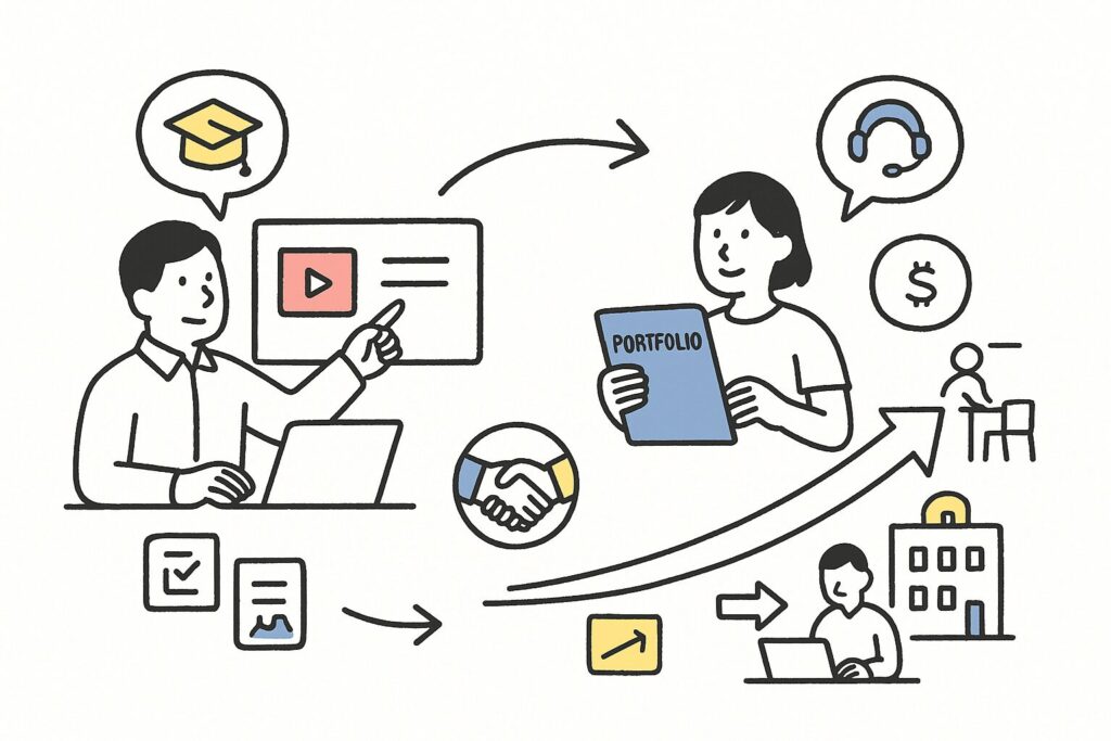 副業案件の取り方まで教えるスクール選びのポイント