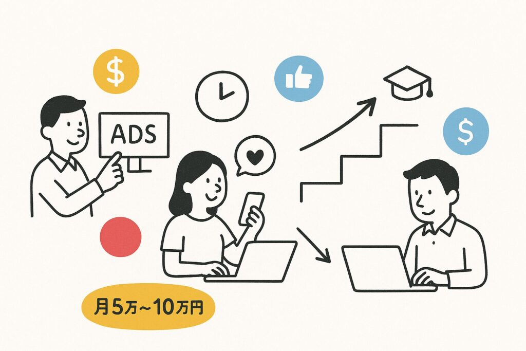 Webマーケティング副業の種類と時給相場（広告運用・SNS運用・SEO）