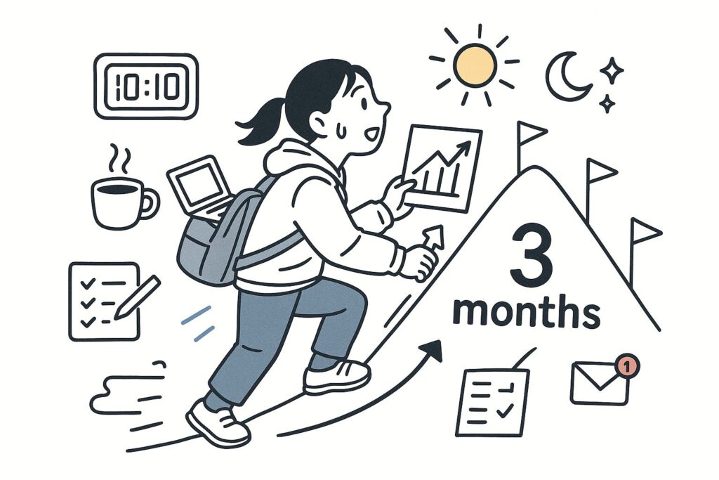 初収益から月5万円までのタイムラインを示すイメージ